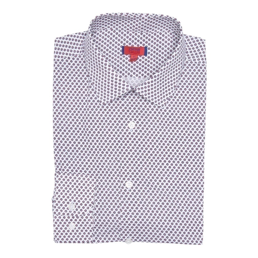 𝅺ZNT18 Geo Print Modern Trim Fit Dress Shirt